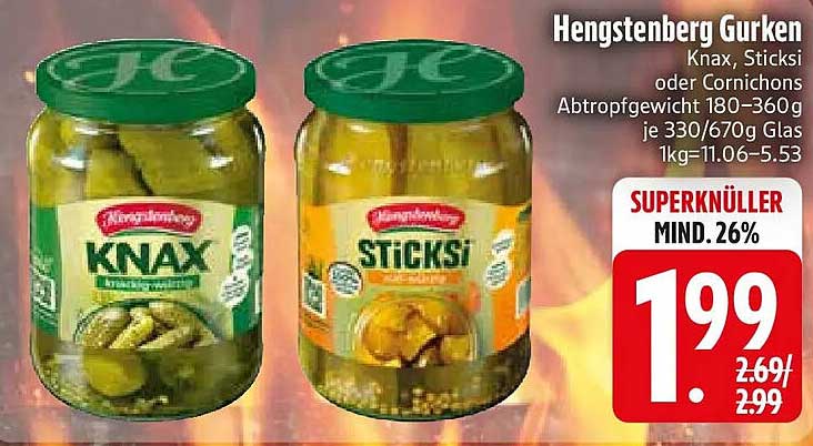 Hengstenberg Gurken Knax, Sticks oder Cornichons