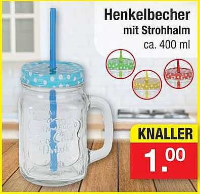 Henkelbecher mit Strohhalm ca. 400 ml