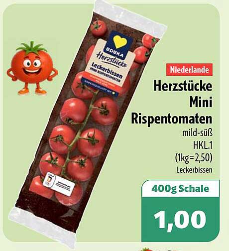 Herzstücke Mini Rispentomaten mild-süß HKL.1 Leckerbissen