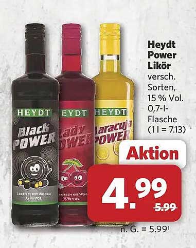 Heydt Power Likör versch. Sorten, 15 % Vol. 0,7-l-Flasche (1 l = 7,13)