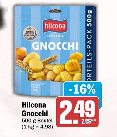 Hilcona Gnocchi 500 g Beutel (1 kg = 4.98)