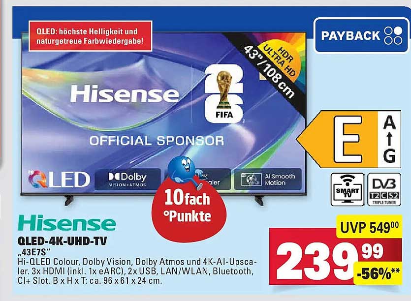 Hisense QLED-4K-UHD-TV „43E7S“