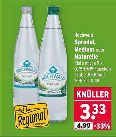 Hochwald Sprudel, Medium oder Naturelle