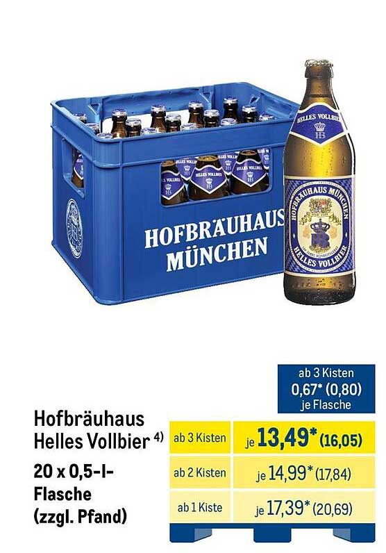 Hofbräuhaus Helles Vollbier 20 x 0,5-l-Flasche (zzgl. Pfand)