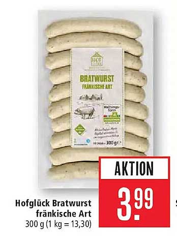 Hofglück Bratwurst fränkische Art 300 g (1 kg = 13,30)