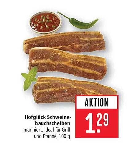 Hofglück Schweine-bauchscheiben mariniert, ideal für Grill und Pfanne, 100 g