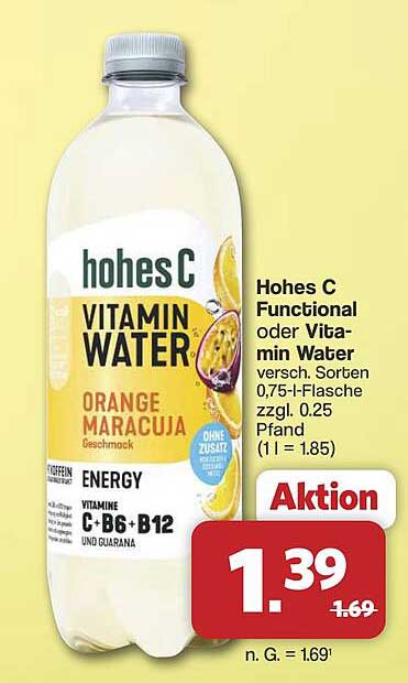 Hohes C Functional oder Vitamin Water versch. Sorten 0,75-l-Flasche zzgl. 0.25 Pfand
