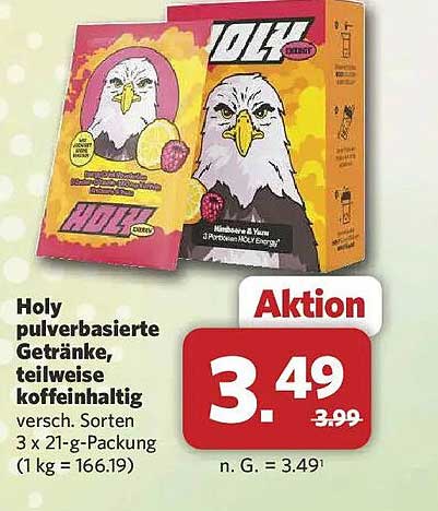 Holy pulverbasierte Getränke, teilweise koffeinhaltig versch. Sorten 3 x 21-g-Packung (1 kg = 166.19)