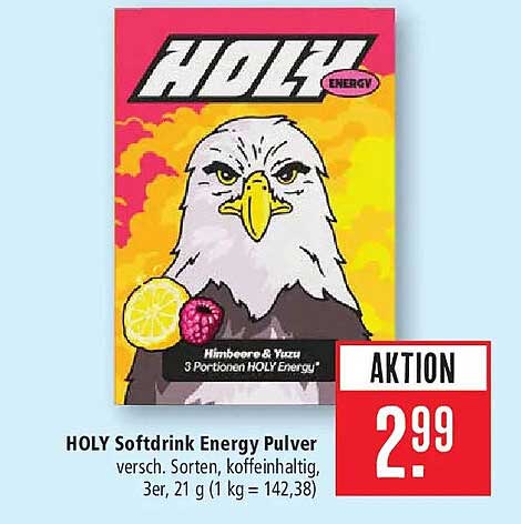 HOLY Softdrink Energy Pulver versch. Sorten, koffeinhaltig, 3er, 21 g (1 kg = 142,38)
