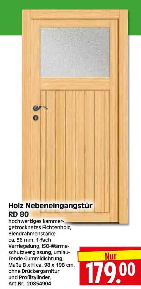 Holz Nebeneingangstür RD 80