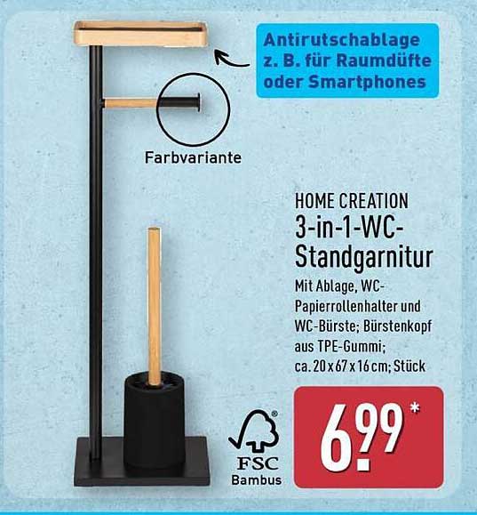 HOME CREATION 3-in-1-WC-Standgarnitur