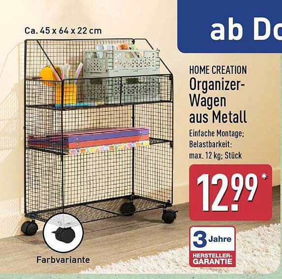 HOME CREATION Organizer-Wagen aus Metall