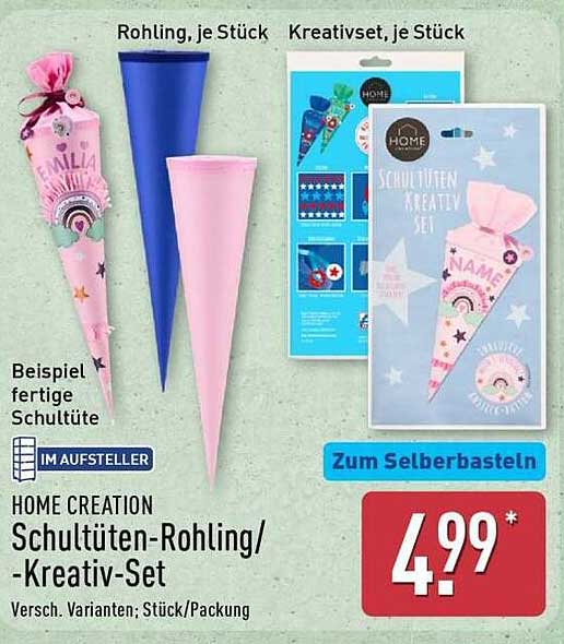 HOME CREATION Schultüten-Rohling/-Kreativ-Set