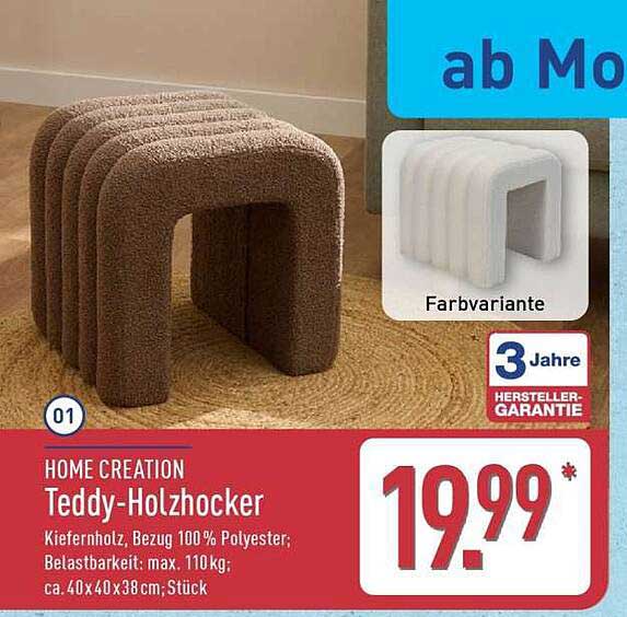 HOME CREATION Teddy-Holzhocker