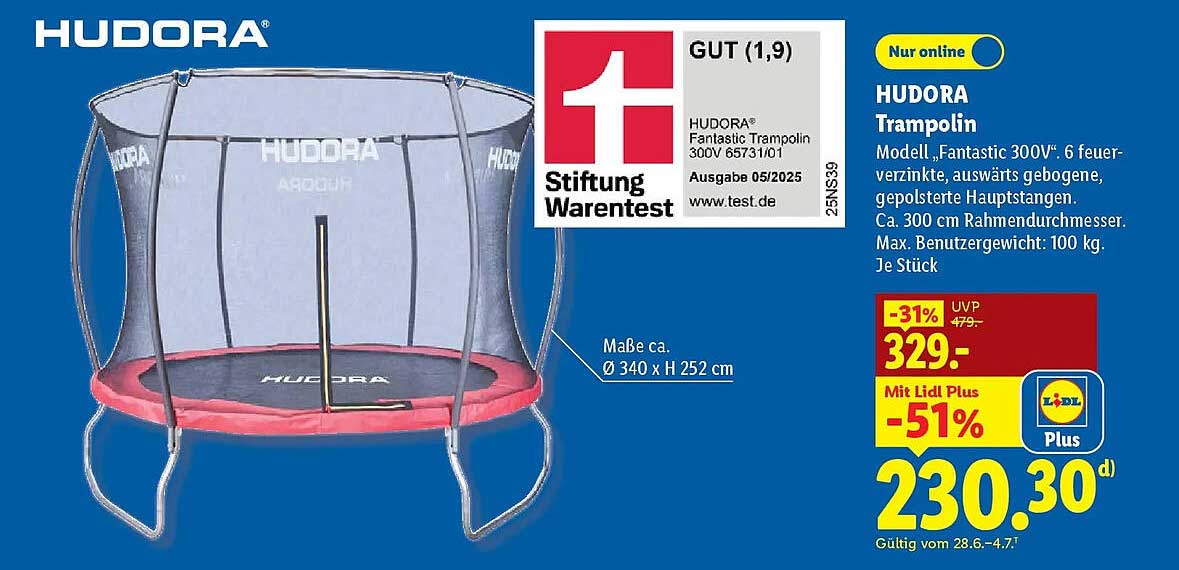 HUDORA Trampolin Modell „Fantastic 300V“