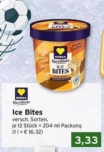 Ice Bites versh. Sorten, je 12 Stück = 204 ml Packung (1 l = € 16.32)