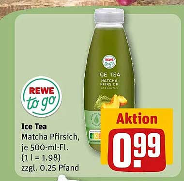 Ice Tea Matcha Pfirsich, je 500-ml-Fl. (1 l = 1.98) zzgl. 0.25 Pfand