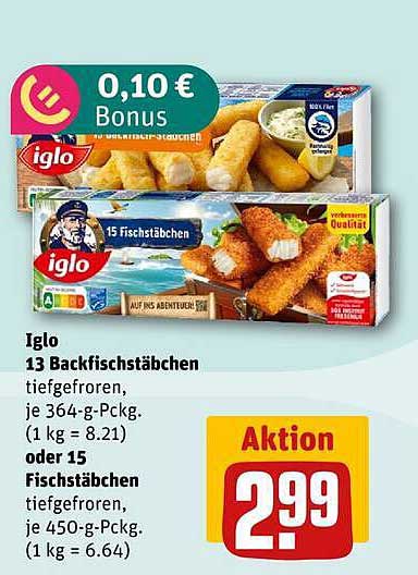 Iglo 13 Backfischstäbchen oder 15 Fischstäbchen
