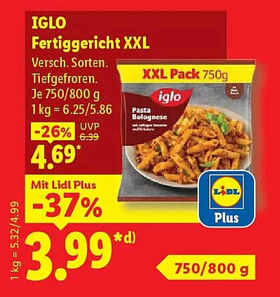 IGLO Fertiggericht XXL