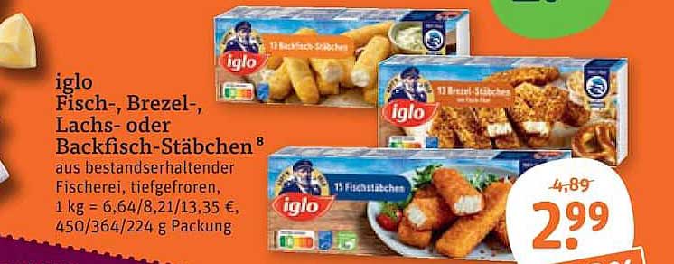 iglo Fisch-, Brezel-, Lachs- oder Backfisch-Stäbchen