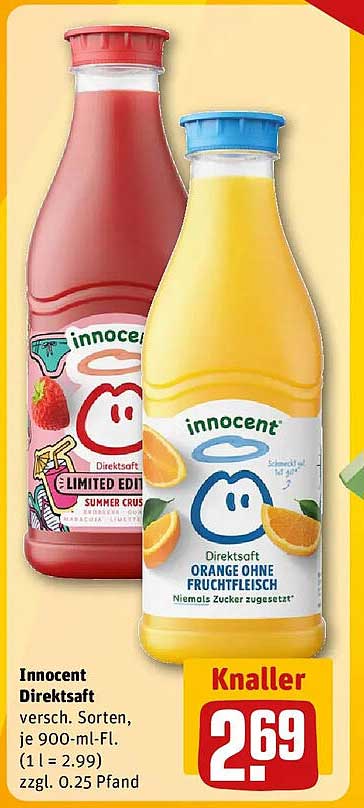 Innocent Direktsaft versch. Sorten, je 900-ml-Fl. (1 l = 2.99) zzgl. 0.25 Pfand