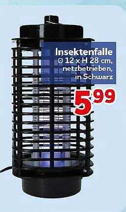 Insektenfalle Ø 12 x H 28 cm, netzbetrieben, in Schwarz