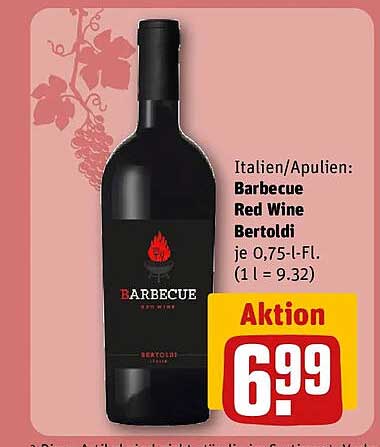 Italien/Apulien: Barbecue Red Wine Bertoldi je 0,75-l-Fl. (1 l = 9.32)