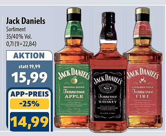 Jack Daniels Sortiment 35/40% Vol. 0,7l (1l=22,84)