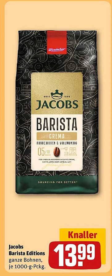 Jacobs Barista Editions ganze Bohnen, je 1000-g-Packg.