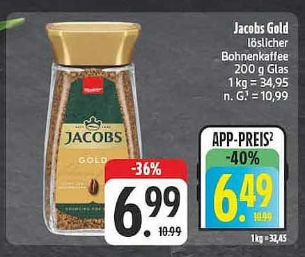 Jacobs Gold löslicher Bohnenkaffee 200 g Glas