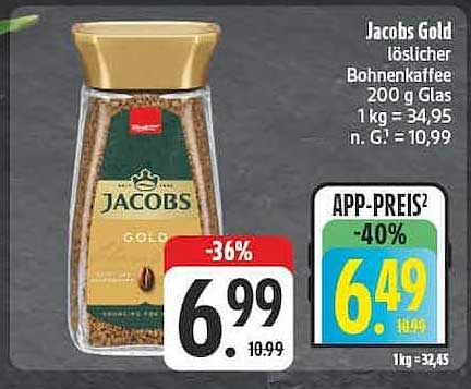 Jacobs Gold löslicher Bohnenkaffee 200 g Glas