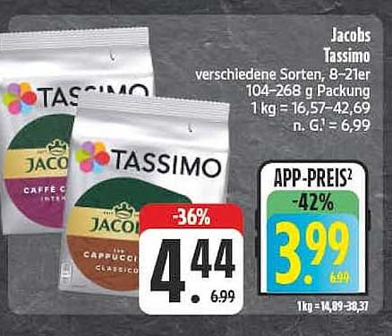 Jacobs Tassimo verschiedene Sorten, 8-2er 104-268 g Packung
