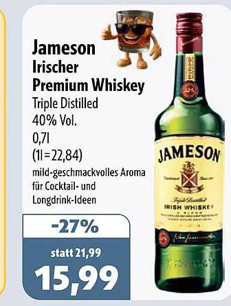 Jameson Irischer Premium Whiskey Triple Distilled 40% Vol. 0,7 l
