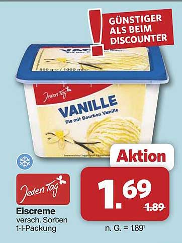 Jeden Tag Eiscreme versch. Sorten 1-L-Packung