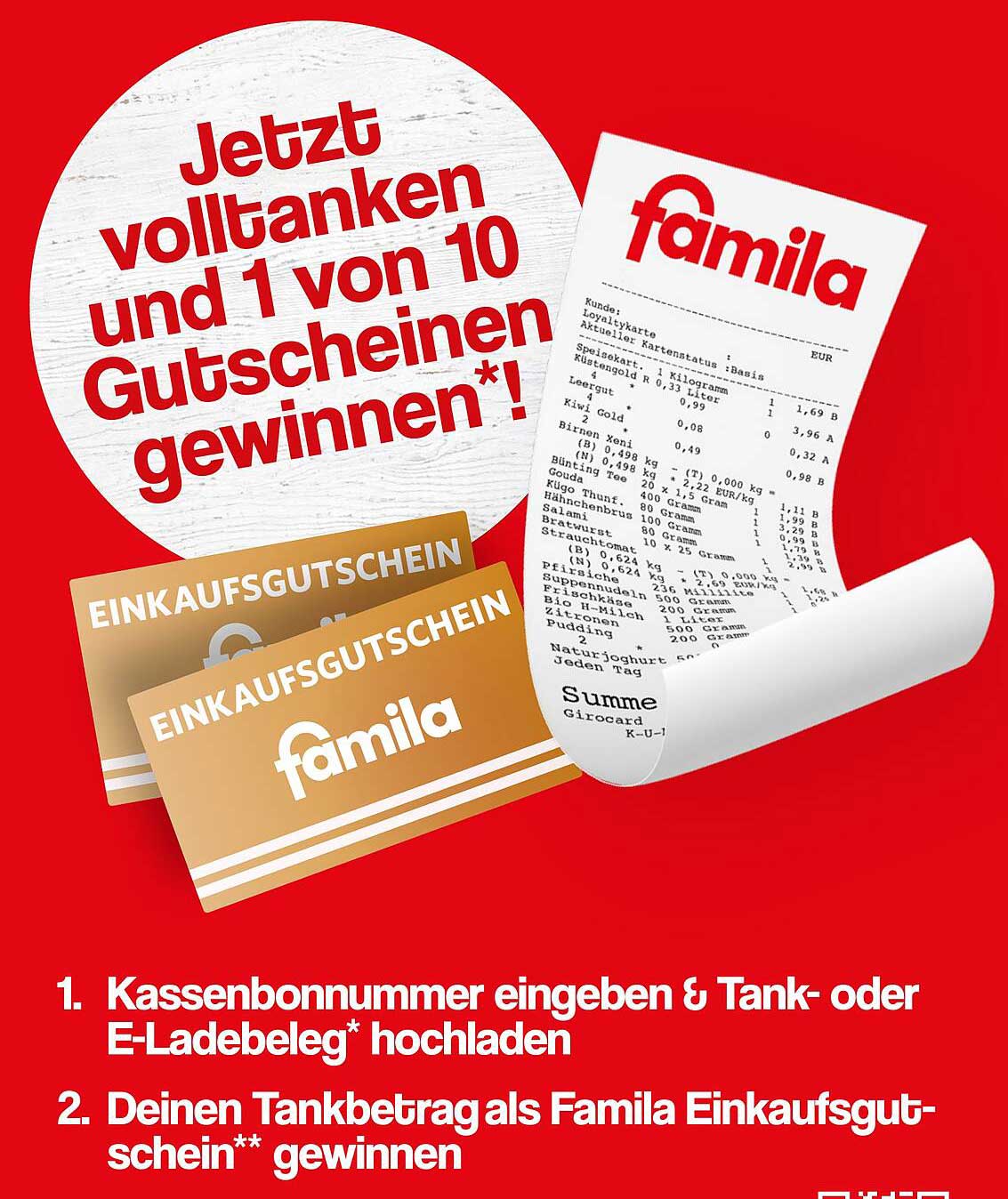 Jetzt volltanken und 1 von 10 Gutscheinen gewinnen*