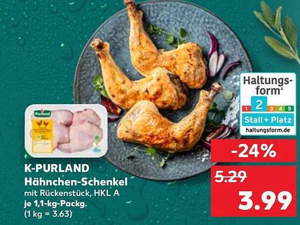 K-PURLAND Hähnchen-Schenkel mit Rückenstück, HKL A je 1,1-kg-Packg.