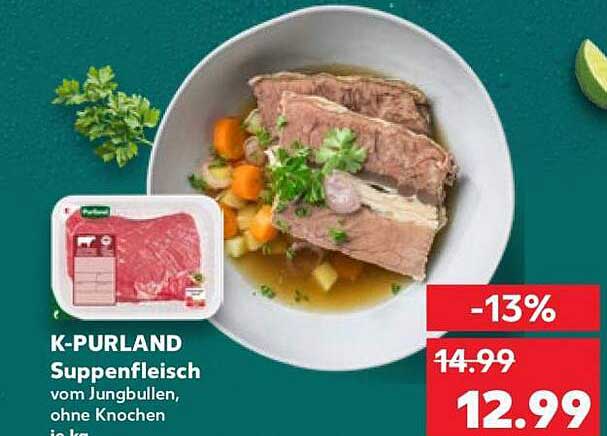 K-PURLAND Suppenfleisch vom Jungbullen, ohne Knochen