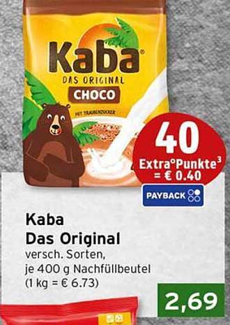 Kaba Das Original versh. Sorten, je 400 g Nachfüllbeutel (1 kg = € 6.73)