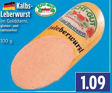 Kalbs-Leberwurst im Golddarm, gluten- und laktosefrei