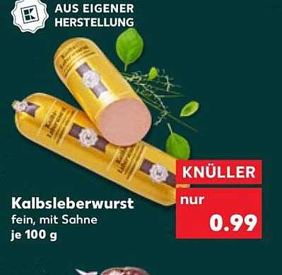 Kalbsleberwurst fein, mit Sahne je 100 g