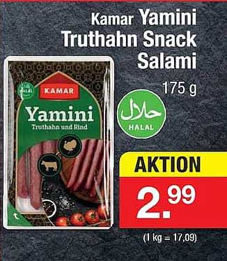 Kamar Yamini Truthahn Snack Salami 175 g
