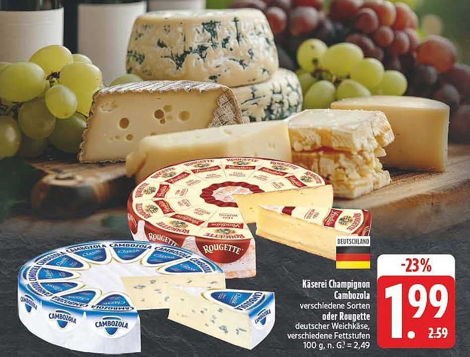 Käserei Champignon Cambozola verschiedene Sorten oder Rougette deutscher Weichkäse, verschiedene Fettstufen