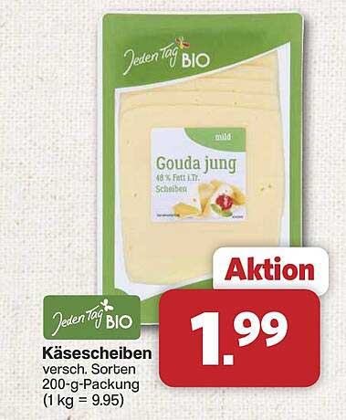 Käsescheiben versch. Sorten 200-g-Packung (1 kg = 9.95)