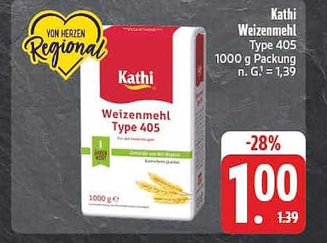 Kathi Weizenmehl Type 405 1000 g Packung n. G.