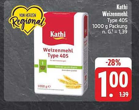 Kathi Weizenmehl Type 405 1000 g Packung