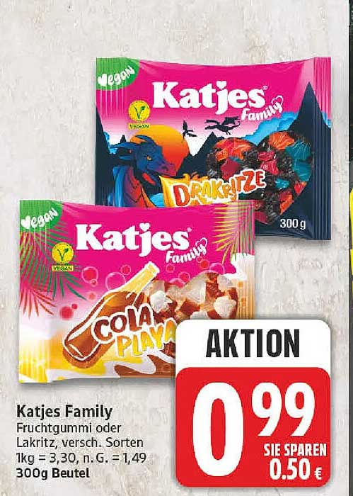 Katjes Family Fruchtgummi oder Lakritz, versch. Sorten 300g Beutel