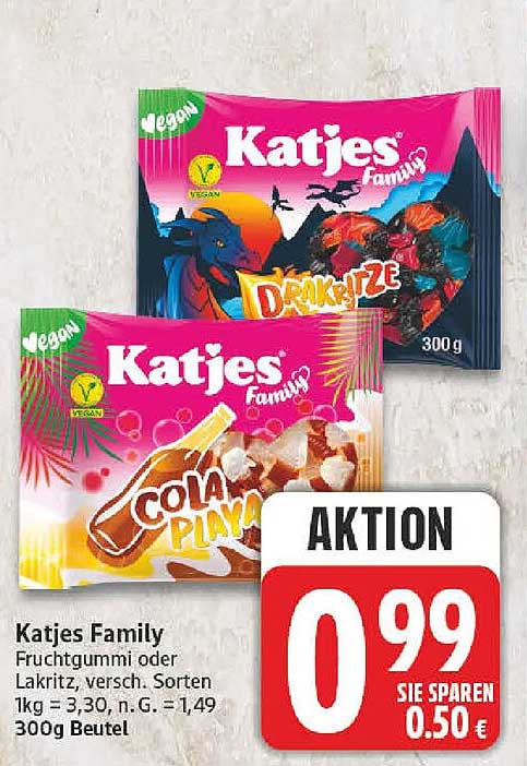 Katjes Family Fruchtgummi oder Lakritz, versch. Sorten