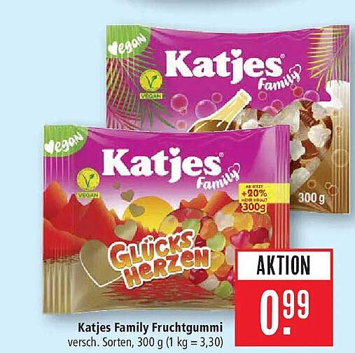 Katjes Family Fruchtgummi versch. Sorten, 300 g (1 kg = 3,30)