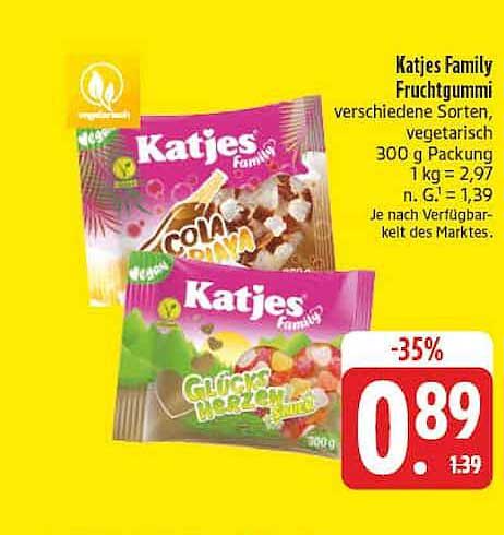 Katjes Family Fruchtgummi verschiedene Sorten, vegetarisch 300 g Packung