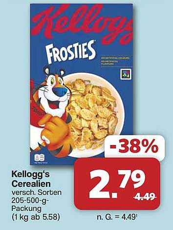 Kellogg's Cerealien versch. Sorten 205-500-g-Packung (1 kg ab 5.58)